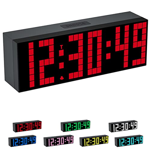 CHKOSDA Digital Alarm Clock, Led Clock with 2" Digital, 7 Color Options, Adjustable Brightness, Countdown Clock with Remote Control, Calendar and Temperature Display Desk Clock for Bedroom - Image 1