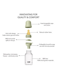 BIBS Pack Of 1 Baby Bottle Round Nipple Latex 150 Ml Slow Flow, Sage, 0 Months +  - Image 2