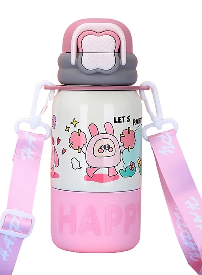 LITTLE SURPRISE BOX Little Surprise Box, Pink Happy Cartoon Stainless Steel kids Water Bottle, 500ml, 4yrs+