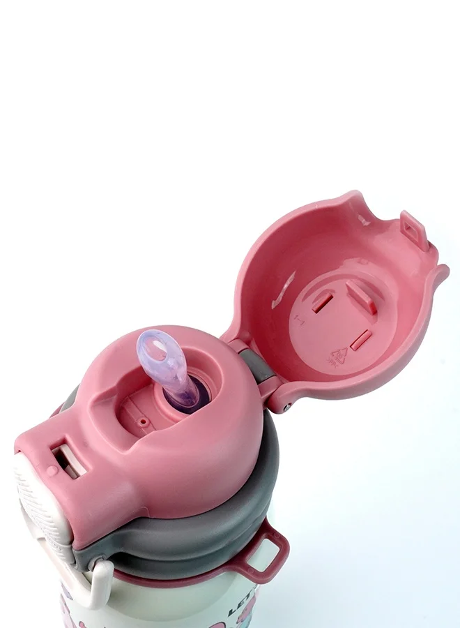 ليتل سربرايز بوكس Little Surprise Box, Pink Happy Cartoon Stainless Steel kids Water Bottle, 500ml, 4yrs+