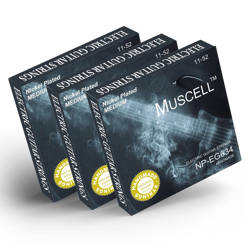 MUSCELL Electric Guitar Strings Handmade Nickel Plated Hex Core Steel Colorful Ball End-3 Packs-6 String-Medium 11-52 - Image 1