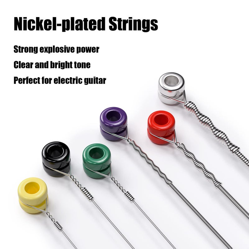 MUSCELL Electric Guitar Strings Handmade Nickel Plated Hex Core Steel Colorful Ball End-3 Packs-6 String-Medium 11-52 - Image 2