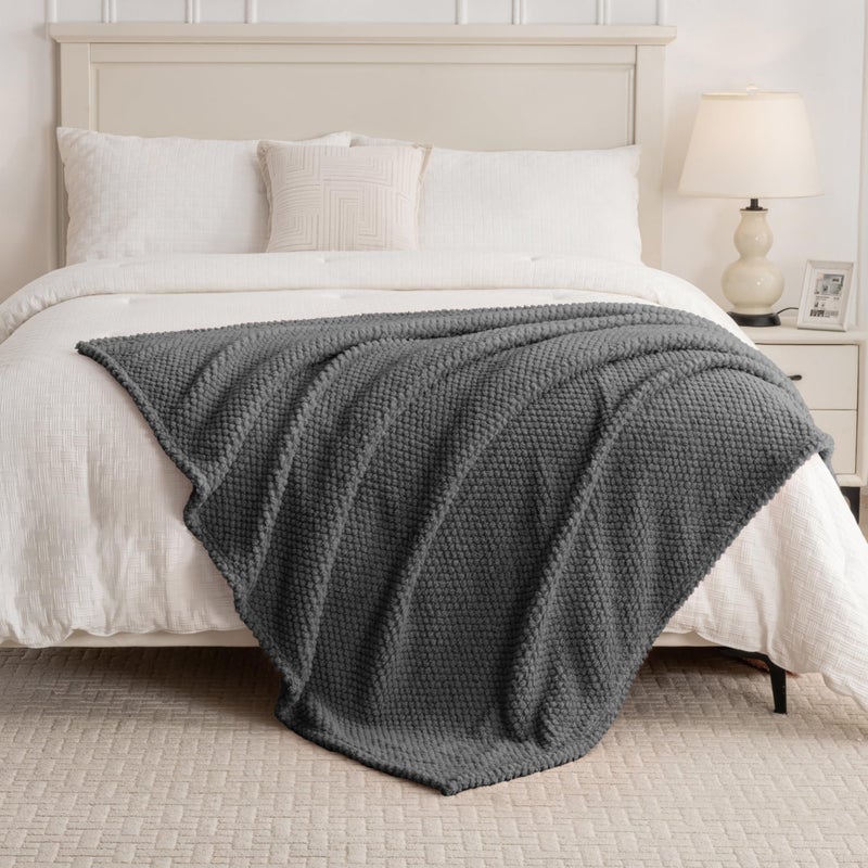 Jungle Star Dark Grey 300GSM Super Soft Large Queen Blanket for Couch Sofa Bed Cozy Blankets for Women Girls Cute Fleece Fluffy Blanket for Aesthetic Home Decor 90x90 - Image 2