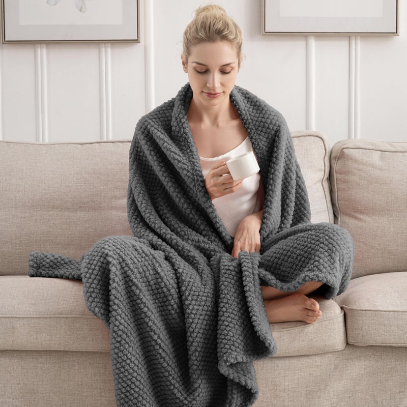 Jungle Star Dark Grey 300GSM Super Soft Large Queen Blanket for Couch Sofa Bed Cozy Blankets for Women Girls Cute Fleece Fluffy Blanket for Aesthetic Home Decor 90x90 - Image 4