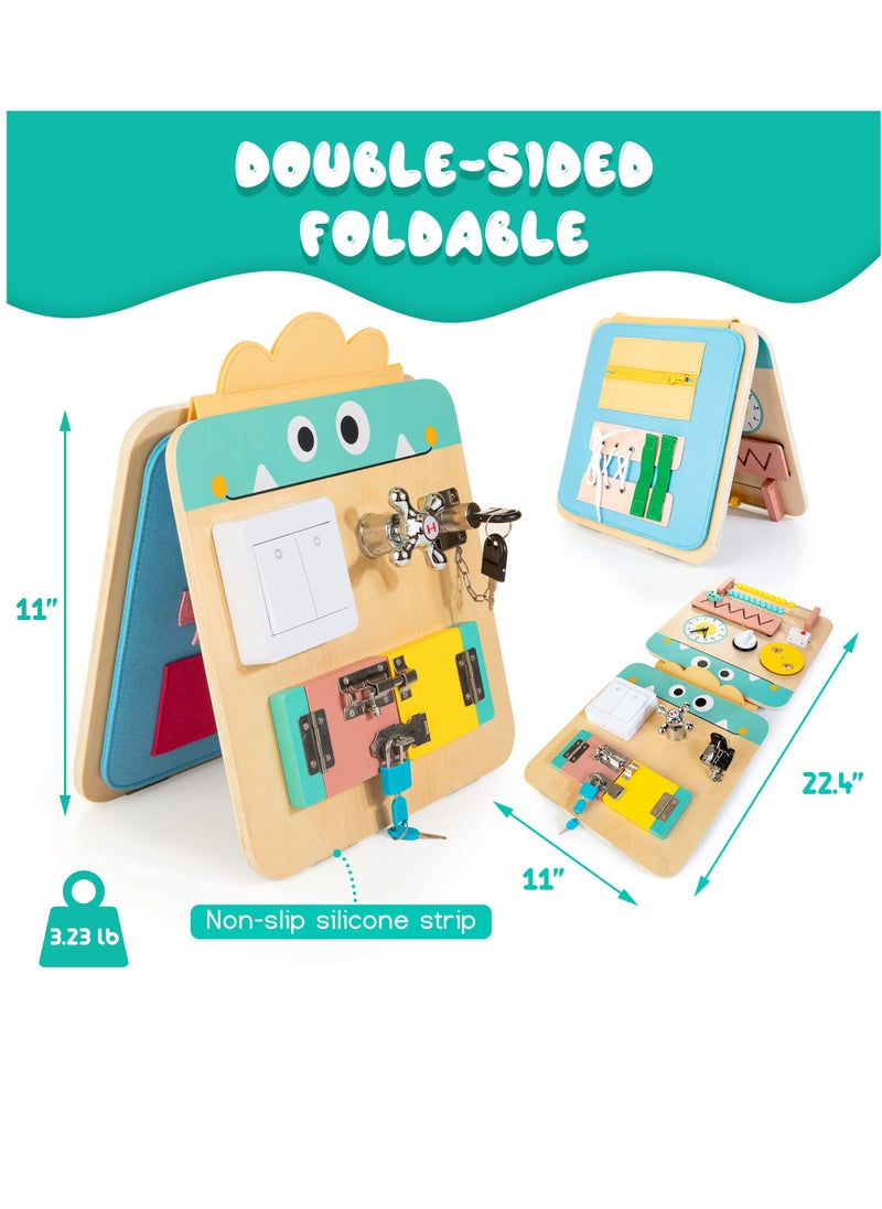 Wooden Busy Board for Kids, Montessori Busy Board Toys for 2 3 4 Years Old, Educational Toddler Activities to Develop Fine Motor Skills Sensory Toys for Plane and Car Journey, Boy & Girl Gift  - Image 3