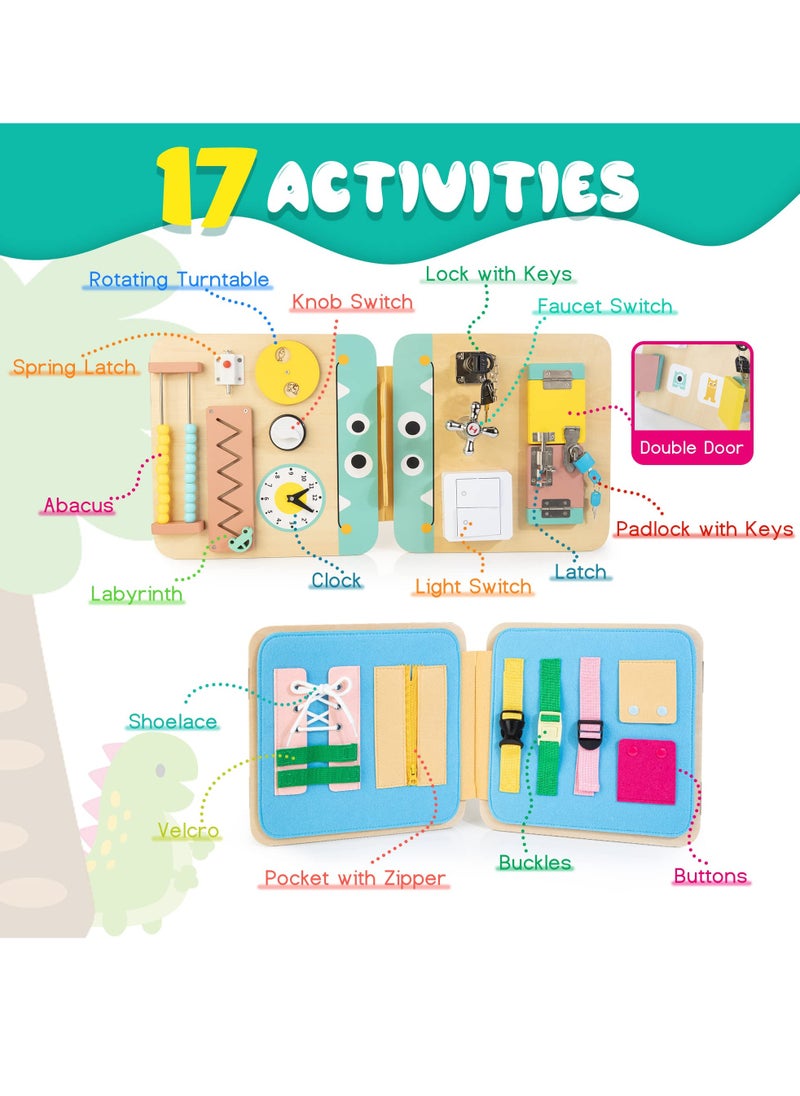 Wooden Busy Board for Kids, Montessori Busy Board Toys for 2 3 4 Years Old, Educational Toddler Activities to Develop Fine Motor Skills Sensory Toys for Plane and Car Journey, Boy & Girl Gift  - Image 5