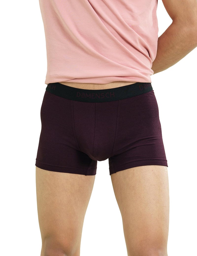 DAMENSCH Mens Premium Cotton Solid Trunks ReFRSH Single of Peppermint Powered-Pack of 1-Loyal Maroon-X-Large - Image 1