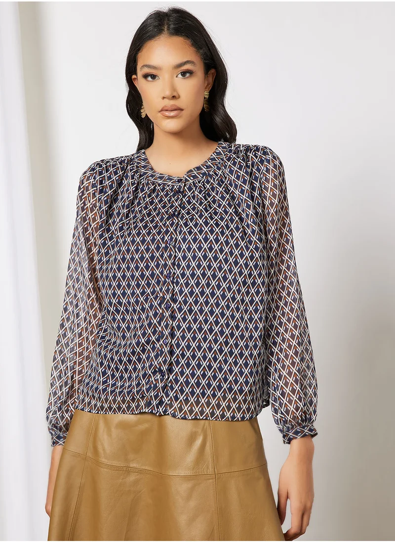 Jacqueline de Yong Sheer Printed Shirt