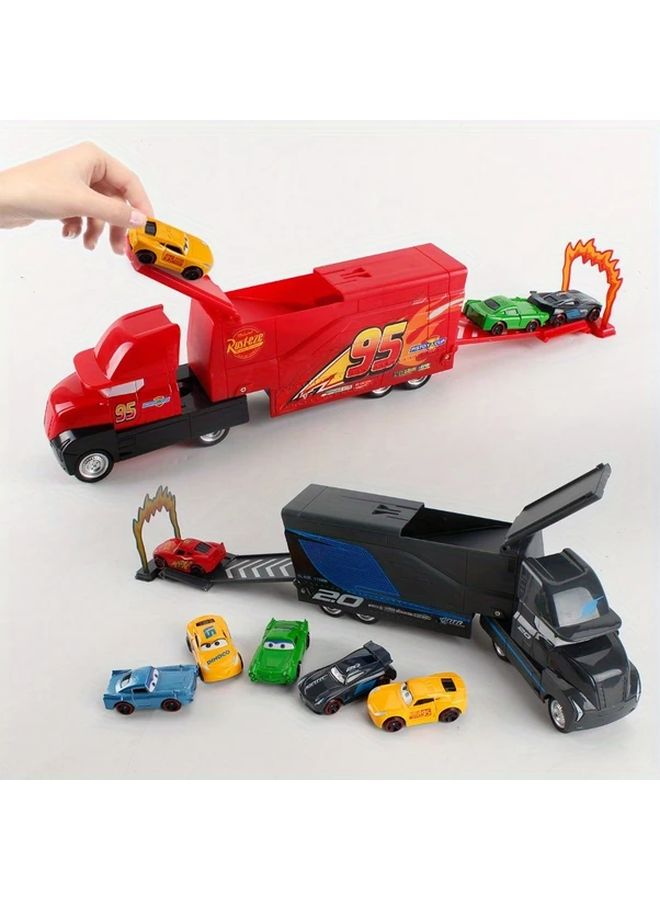 Black Lightning McQueen Interactive Truck Set 7pcs Alloy Cars For Kids Birthday - Image 2