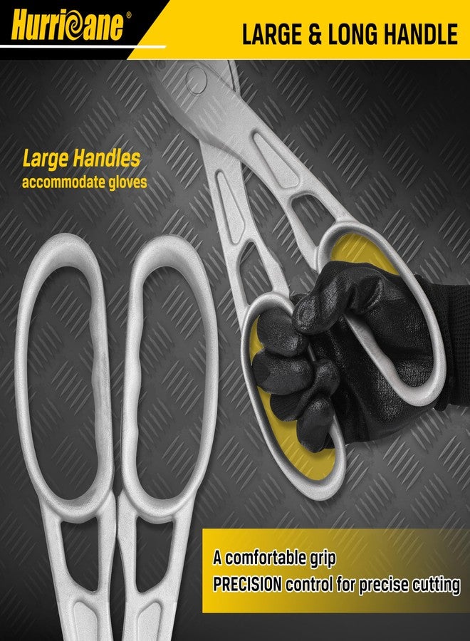 هوريكان قاطعة معدنية من الألومنيوم من HURRICANE مع شفرات قابلة للاستبدال، مقصات ألومنيوم مستقيمة بطول 12 بوصة، مقصات معدنية بمقبض كبير لقطع القصدير والنحاس والفينيل والصلب والفولاذ المقاوم للصدأ - Image 3