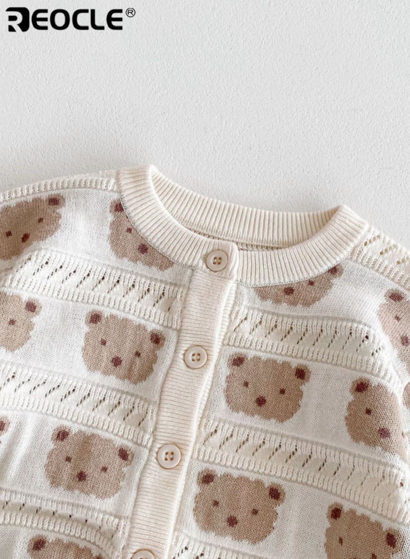 ريوكل كنزة دُب للأطفال مصنوعة من خيوط أساسية مع تصميم كارتوني مع سترة ناعمة الراحة لموسم الخريف والربيع - Image 4