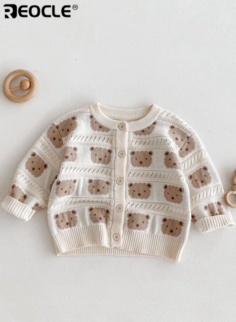 ريوكل كنزة دُب للأطفال مصنوعة من خيوط أساسية مع تصميم كارتوني مع سترة ناعمة الراحة لموسم الخريف والربيع - Image 2