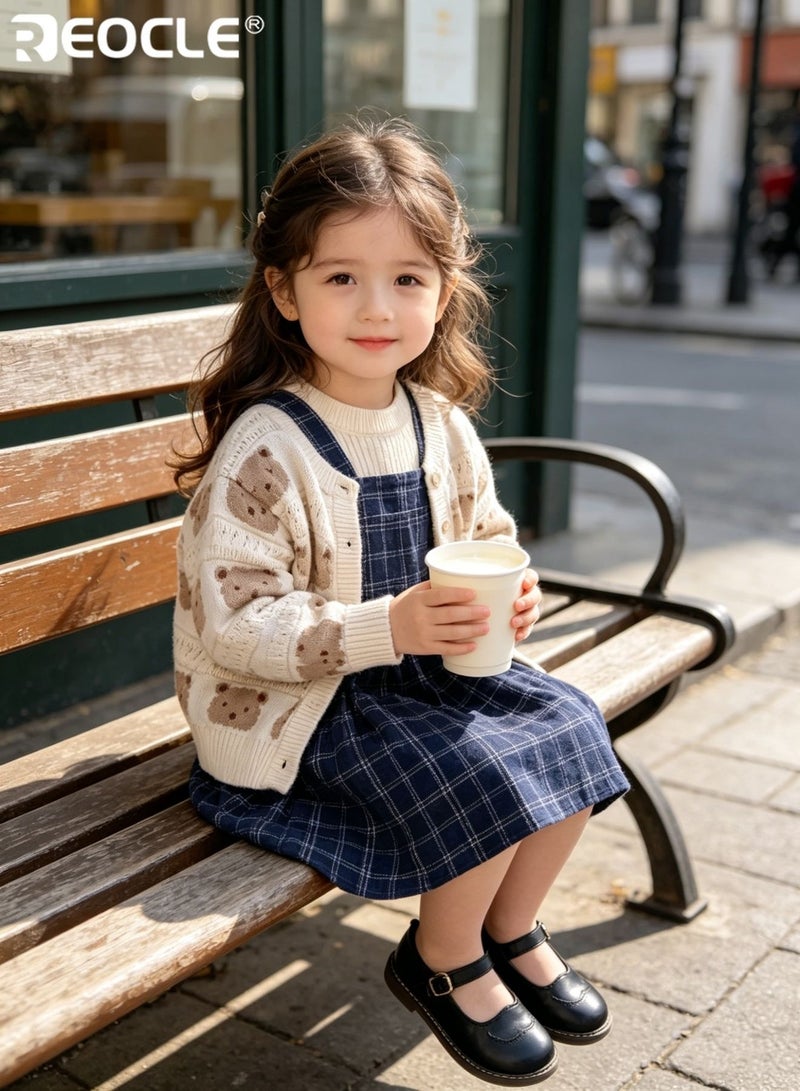 REOCLE Kid's Bear Sweater with Core-Spun Yarn and Cartoon Design Cardigan with Soft Comfort for Autumn Spring Fashion - Image 4