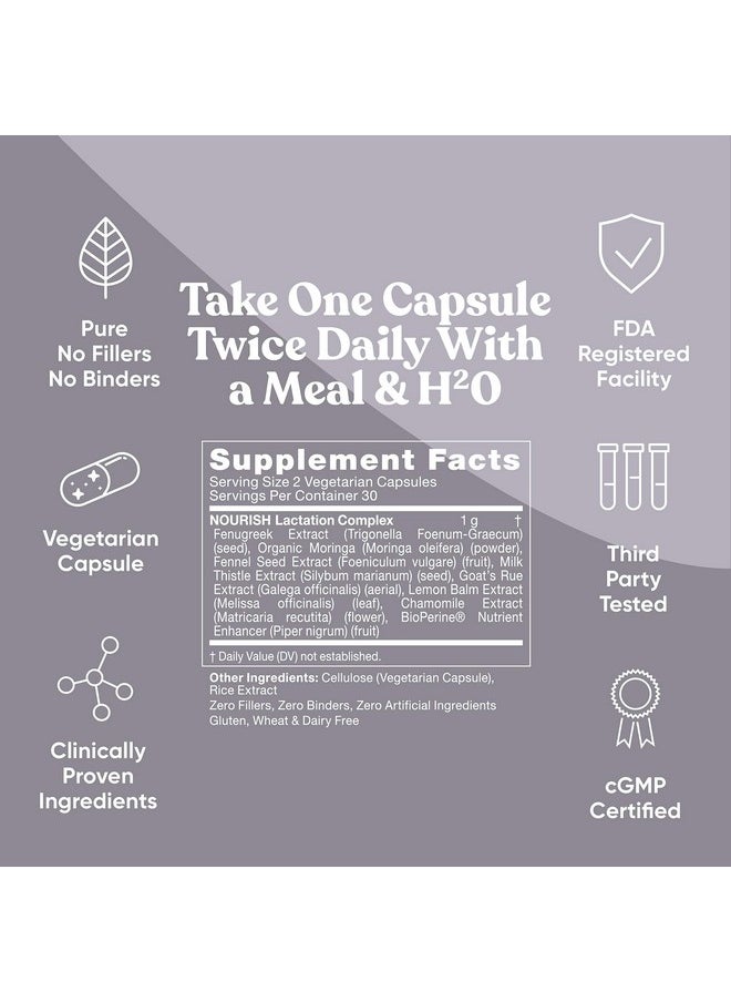 Eu Natural Nourish Lactation Support Breastfeeding Vitamins Nutritious Milk Supply Colic Gas Relief Let Down Pills Fenugreek Moringa Goat Rue 60 Mini Vegetarian Soft Capsules  - Image 3