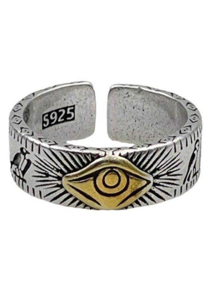 Men Adjustable Ring Sliver S925 Ring Elegant Unique Retro Sliver  Non-Fading Open Ring - Image 1