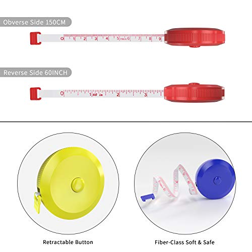 DiCUNO 60-Inch 1.5 Meter Soft and Retractable Tape Measure Medical Body Measurement Tailor Sewing Craft Cloth Dieting Measuring Tape (3 Colors Package with Soft Tape) - Image 3
