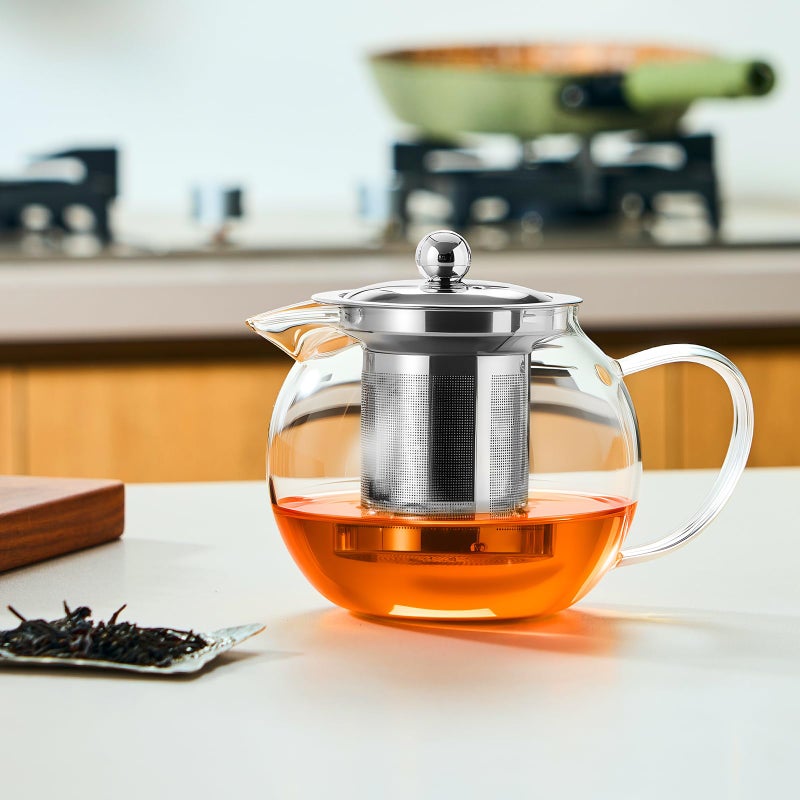 Baalaka Glass Teapot Stovetop 22 OZ/650ml, Tea pot with Removable 18/8 Stainless Steel Infuser, Borosilicate Clear Tea Kettle, Teapot Blooming and Loose Leaf Tea Maker Tea Brewer for Camping, Travel - Image 5