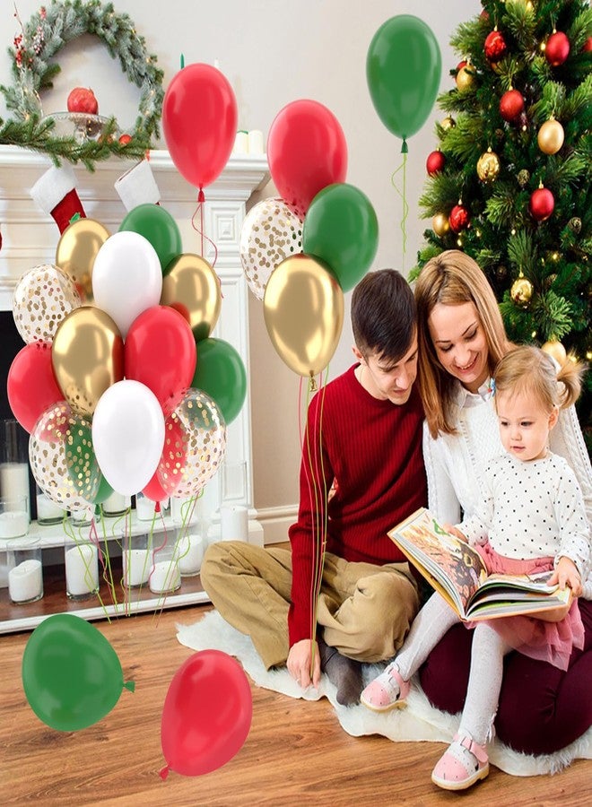 باتيمات مجموعة بالونات عيد الميلاد الحمراء والخضراء من باتيميت، 50 قطعة، بالونات لاتكس معدنية ذهبية وخضراء وحمراء وبيضاء مقاس 12 بوصة مزينة بالقصاصات الورقية، مثالية لتزيين حفلات أعياد الميلاد وحفلات عيد ميلاد غرينش. - Image 2