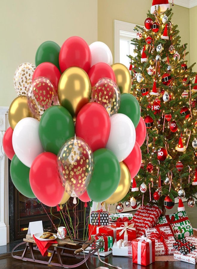 باتيمات مجموعة بالونات عيد الميلاد الحمراء والخضراء من باتيميت، 50 قطعة، بالونات لاتكس معدنية ذهبية وخضراء وحمراء وبيضاء مقاس 12 بوصة مزينة بالقصاصات الورقية، مثالية لتزيين حفلات أعياد الميلاد وحفلات عيد ميلاد غرينش. - Image 5