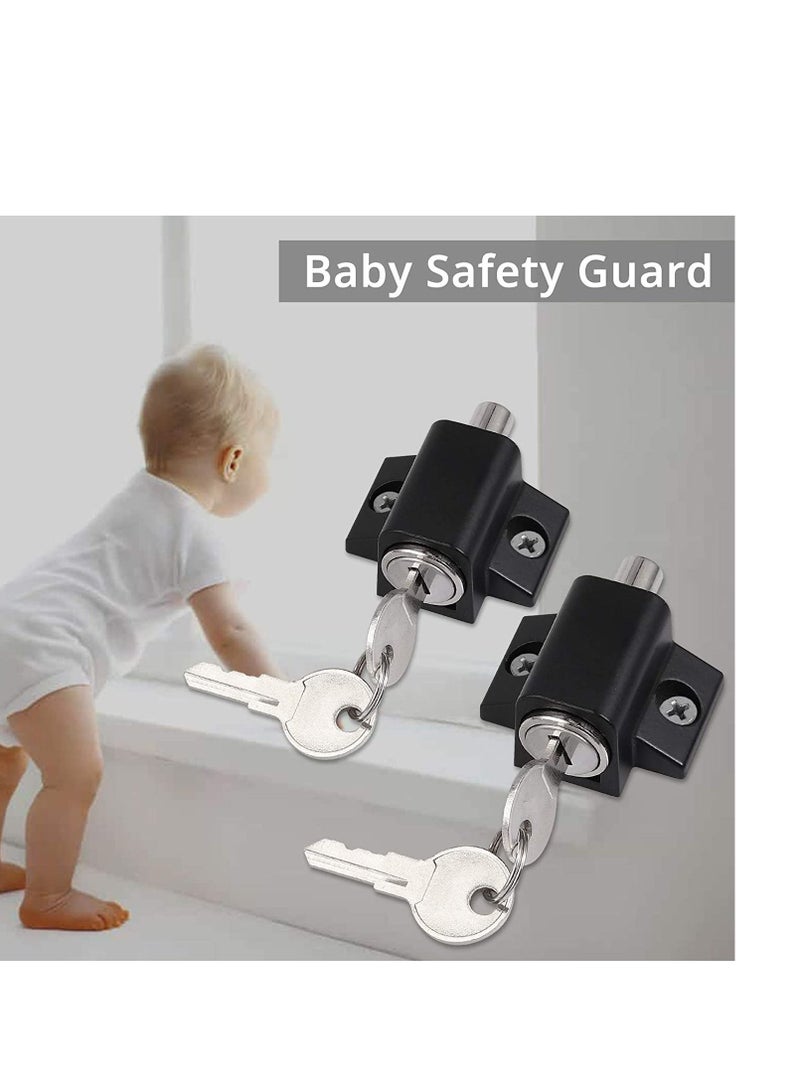 SYOSI Sliding Patio Lock, Door Lock Reinforcer Privacy Door Latch, Sliding Patio Lock Sliding Patio Door Latches Set, Security Lock Window and Patio Door Window Bolt Sliding Universal Locks 2Pcs Black - Image 3