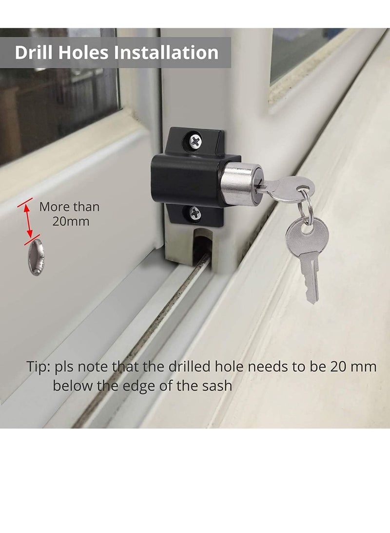 SYOSI Sliding Patio Lock, Door Lock Reinforcer Privacy Door Latch, Sliding Patio Lock Sliding Patio Door Latches Set, Security Lock Window and Patio Door Window Bolt Sliding Universal Locks 2Pcs Black - Image 2
