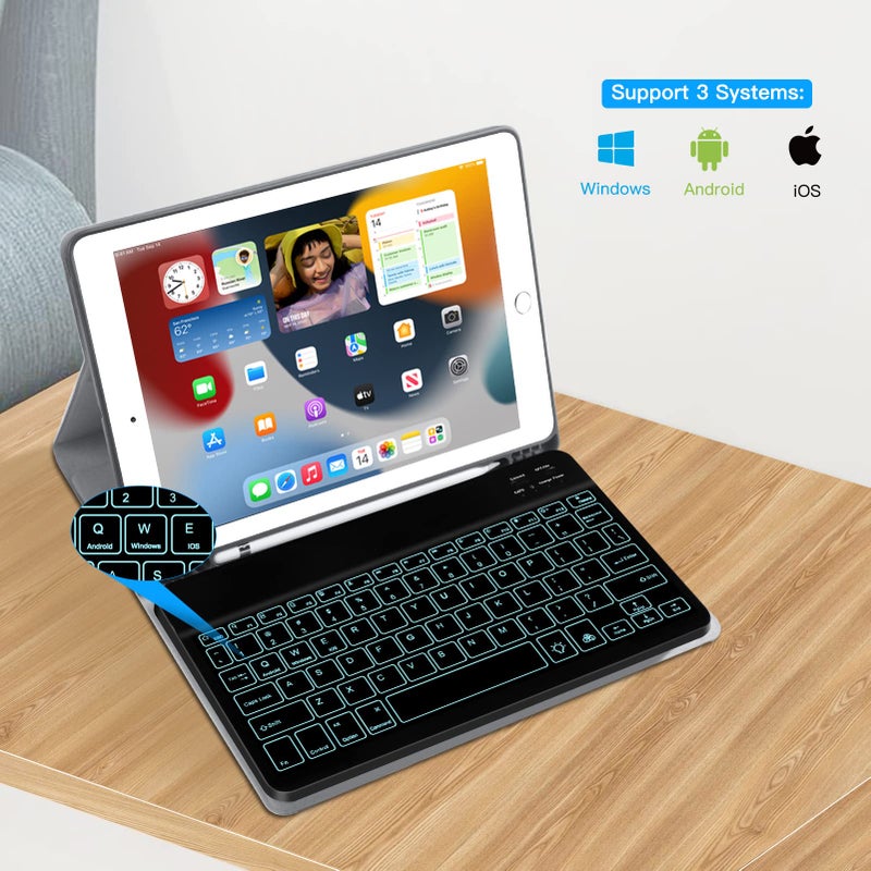 XIWMIX Ultra-Slim Wireless Bluetooth Keyboard - 7 Colors Backlit Universal Rechargeable Keyboard Compatible with iPad Pro/iPad Air/iPad 9.7/iPad 10.2/iPad mini and Other iOS Android Windows Devices - Image 2