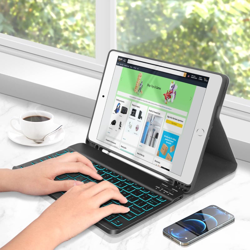 XIWMIX Ultra-Slim Wireless Bluetooth Keyboard - 7 Colors Backlit Universal Rechargeable Keyboard Compatible with iPad Pro/iPad Air/iPad 9.7/iPad 10.2/iPad mini and Other iOS Android Windows Devices - Image 5