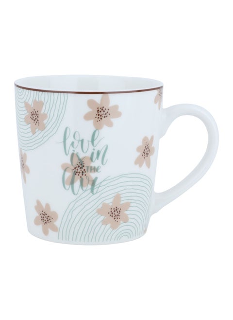 Porcelain Mug with White Handle with Pattern