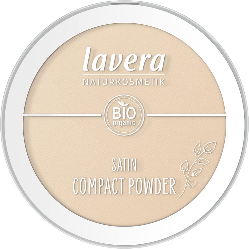 lavera Satin Compact Powder Medium 02 nude  Almond Oil  Rice Powder  Vegan  Mattifying  LongLasting  Velvety Texture 032 Fl Oz