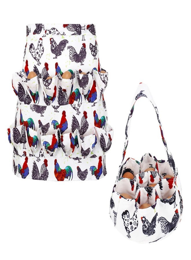 XLSXEXCL Egg Collecting Apron and Basket, 12 Deep Pockets Chicken Apron and 7 Deep Pockets Chicken Egg Basket, Tie:78cm(M) - Image 1