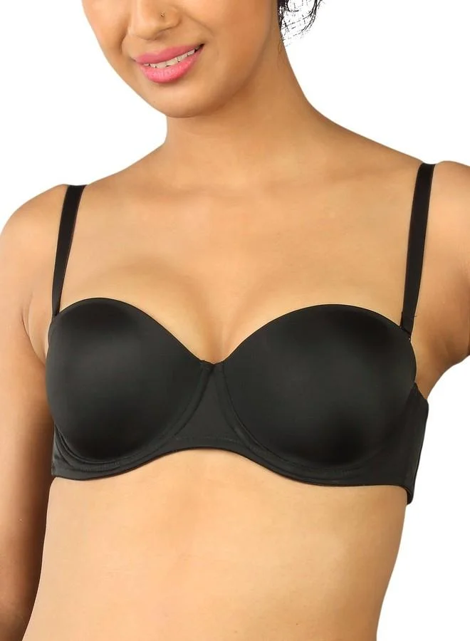 ترايامف Triumph T-Shirt Bra for Women Wired Half Cup Padded Multiway Bra Transparent Backless Party Bra Detachable Straps Invisible Lingerie Seamless Shiny Cup Multi-Optional| Black 38D Pack of 1