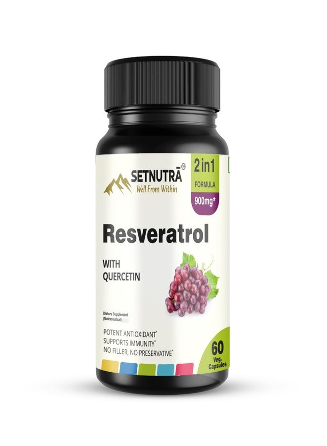 SETNUTRA Well From Within SETNUTRA | Trans Resveratrol 800mg with Quercetin | Dynamic 2 in1 Formula For Adults | Boosts NAD+ & Immune System | Cell Protection | 60 Capsules - Image 1
