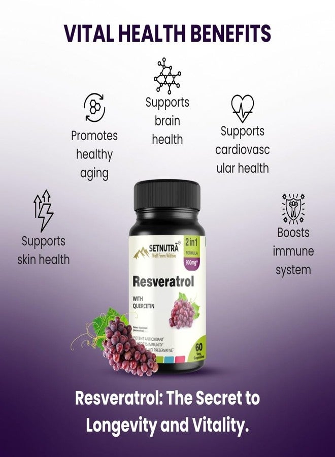 SETNUTRA Well From Within SETNUTRA | Trans Resveratrol 800mg with Quercetin | Dynamic 2 in1 Formula For Adults | Boosts NAD+ & Immune System | Cell Protection | 60 Capsules - Image 4