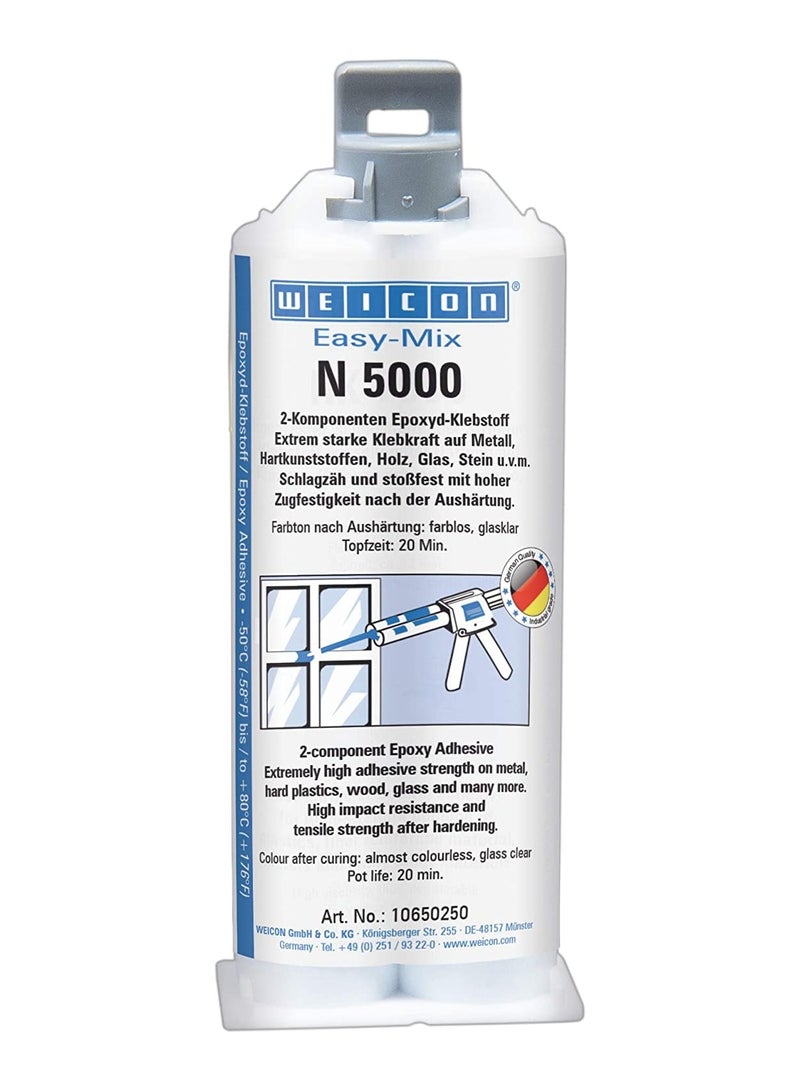 Weicon Easy-Mix N 5000 | 50 ml | Epoxy Adhesive | For industry, Metal And Plastic, Crystal Clear - Image 1