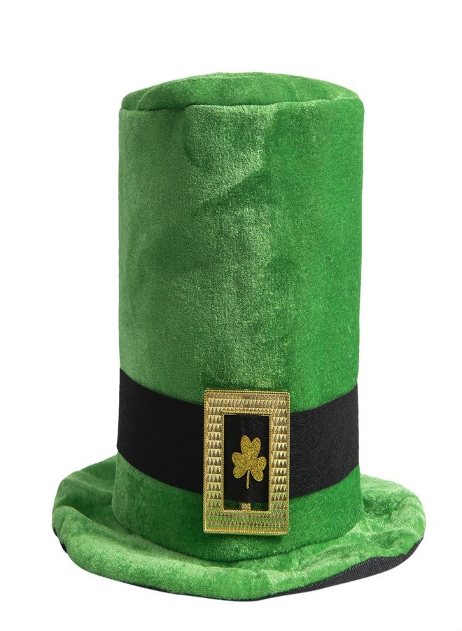 Liatunou St.Patrick's Day Leprechaun Top Hat,Velvet Shamrock Clover Hat Irish Plush Green Hat Costume Accessories for Adult and Teens (Green black) - Image 1