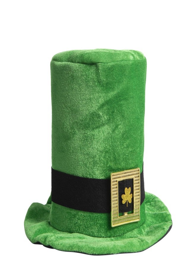 Liatunou St.Patrick's Day Leprechaun Top Hat,Velvet Shamrock Clover Hat Irish Plush Green Hat Costume Accessories for Adult and Teens (Green black) - Image 3