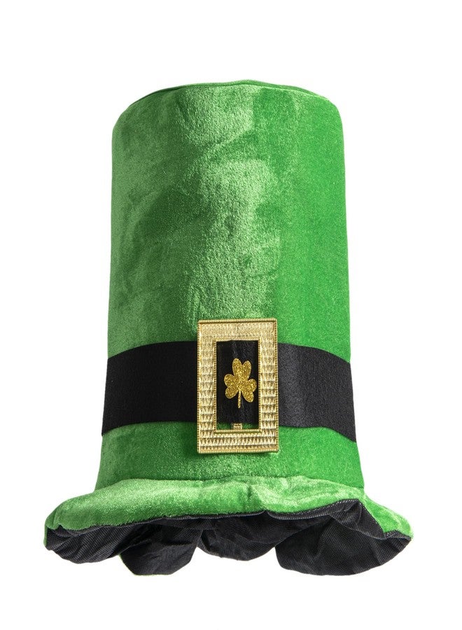 Liatunou St.Patrick's Day Leprechaun Top Hat,Velvet Shamrock Clover Hat Irish Plush Green Hat Costume Accessories for Adult and Teens (Green black) - Image 2