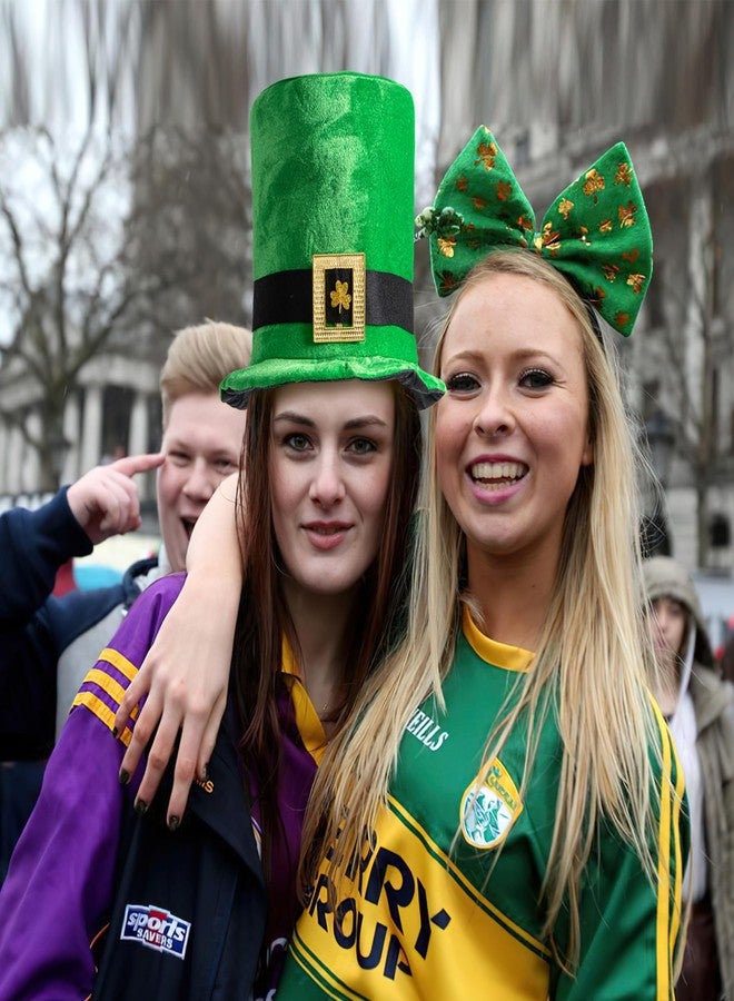 Liatunou St.Patrick's Day Leprechaun Top Hat,Velvet Shamrock Clover Hat Irish Plush Green Hat Costume Accessories for Adult and Teens (Green black) - Image 4