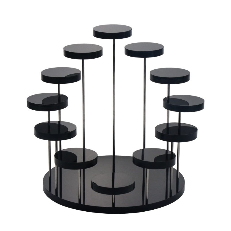 DIWNELEM DIWNELEM Round Acrylic Jewelry Stand Acrylic Display Riser Stands Dessert Tower Display Tower for WatchJewelryRingsEarringsMini Figurines Black12Tier 