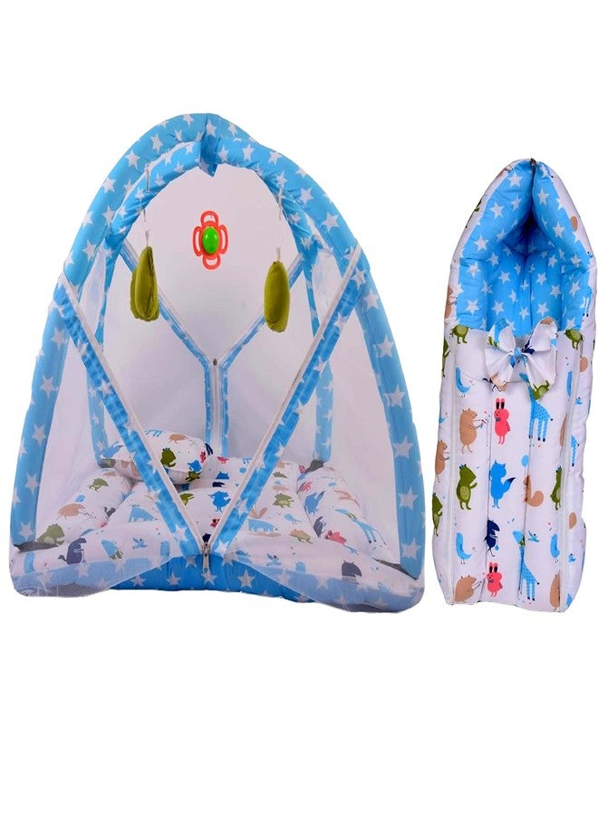 Kwitchy New Born Baby Bedding Set Combo of Play Gym Bed with Net & Carry Bag (Blue, 0-6 Months) (2PCS Set) - Image 2