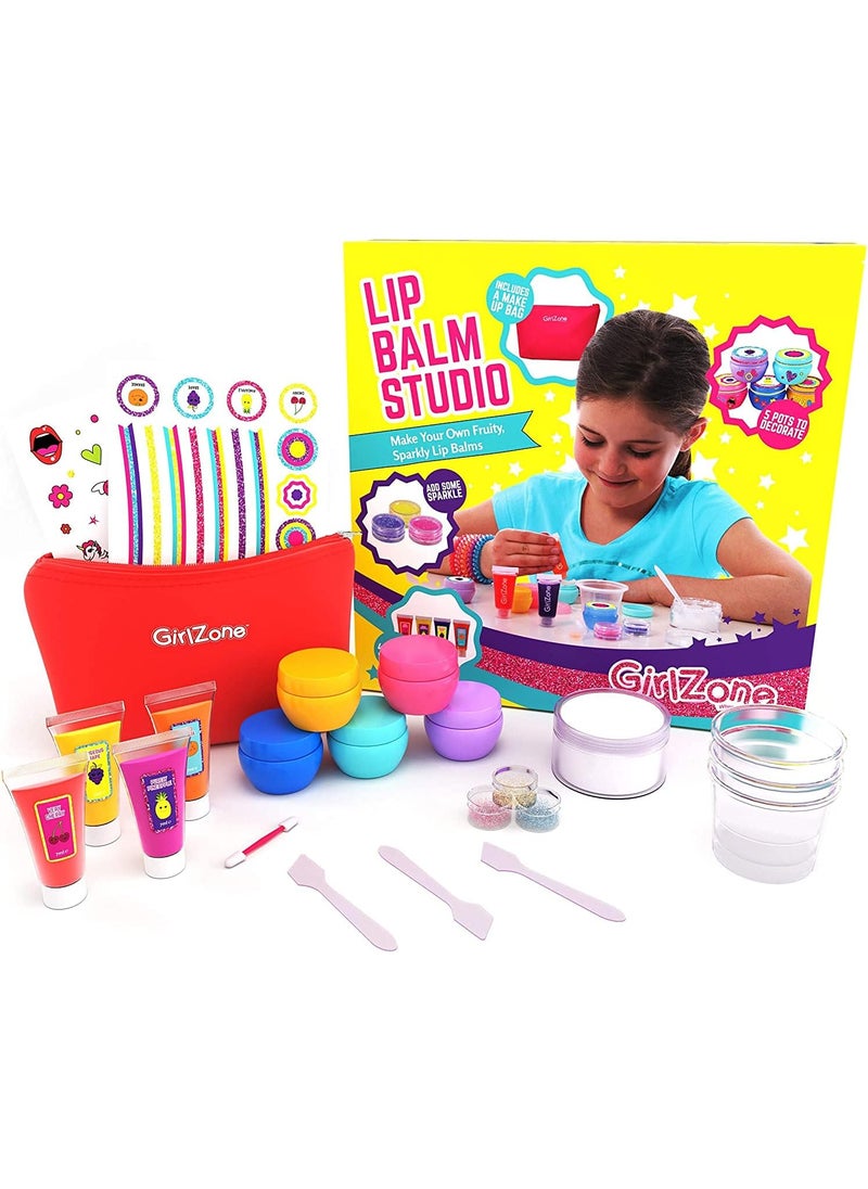 GirlZone - GirlZone Lip Balm Making Kit, 25-Piece Makeup and Lip Gloss Set with Glitters, Stickers & More, Fabulous Girls Toys Age 8 & Great Gift Idea for Kids - Image 1