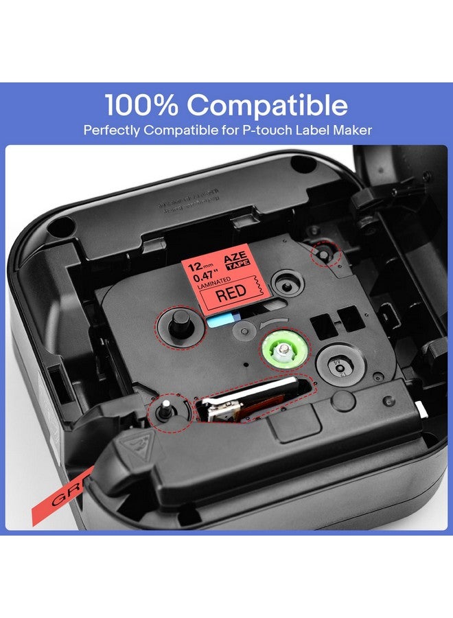 Greencycle Compatible For Brother P Touch Tze431 Tze431 Laminated Red Labels Tapes 12Mm 0.47 Inch Black On Red Work For Brother Ptd210 Ptd600 Pth100 1/2 In X 26.2 Ft 2Pack - Image 3