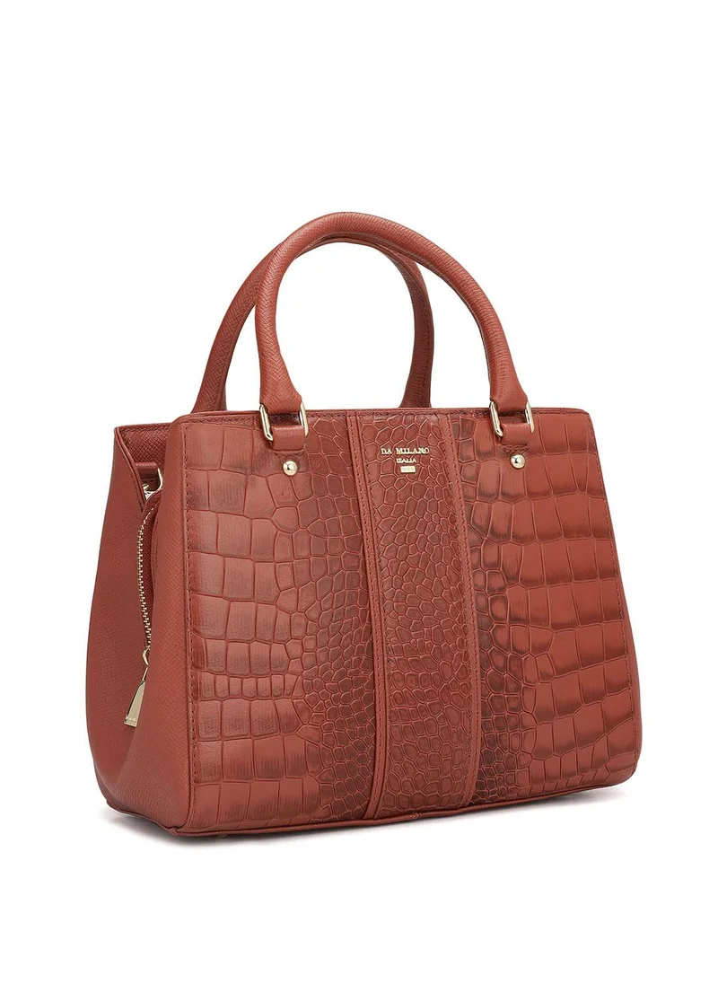 Da Milano Genuine Leather Red Satchel Bag