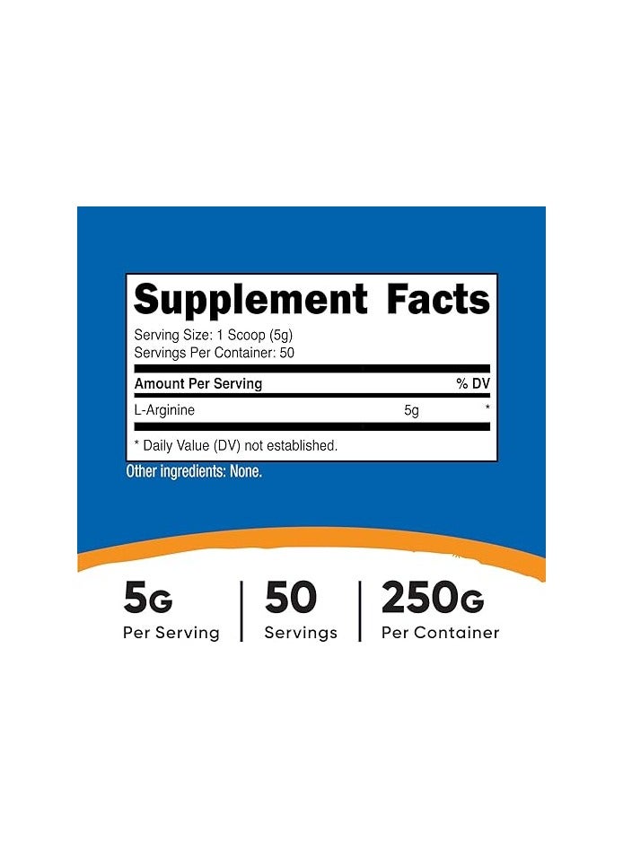 مسحوق الأرجينين النقي من nutricost (250 جرام، 5000 ملجم لكل وجبة، 50 وجبة) - Image 2