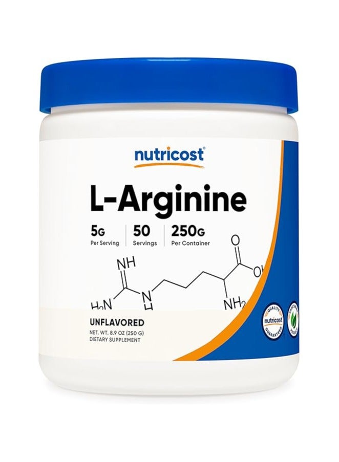 مسحوق الأرجينين النقي من nutricost (250 جرام، 5000 ملجم لكل وجبة، 50 وجبة) - Image 1