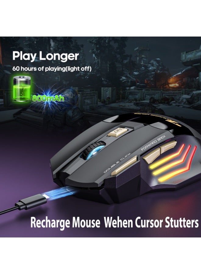 SMART SOURCE Wireless Rechargeable Gaming Mouse 3200 DPI Adjustable RGB | Bluetooth + Wireless 2.4GHz, Silent Click 7D Gaming Mouse with Fire Button | Ergonomic Wireless Mouse for PC Laptop FPS Games - Image 3