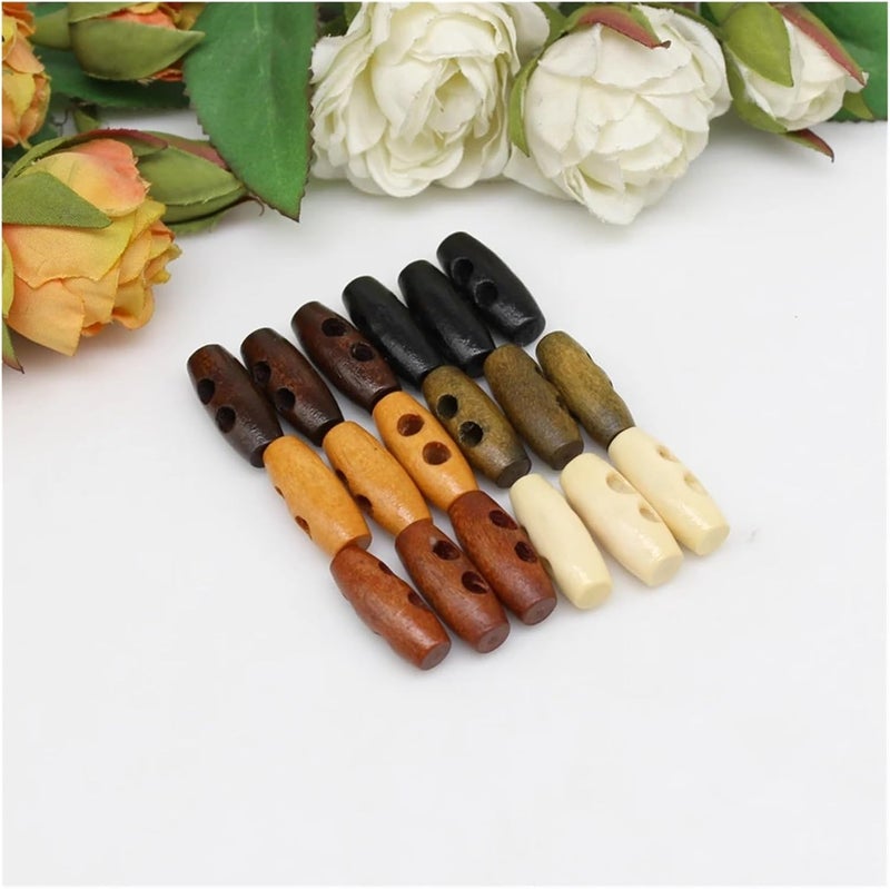 300Pcs Olives Buttons Garment Wooden for Kids Clothes Scrapbooking Decorative Crafts Botones(Brass) - Image 4
