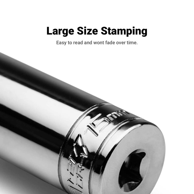 Capri Tools 3/8 in. Drive 12-Point Shallow and Deep Socket Set, SAE, 1/4 to 7/8 in, 22-Piece - Image 5