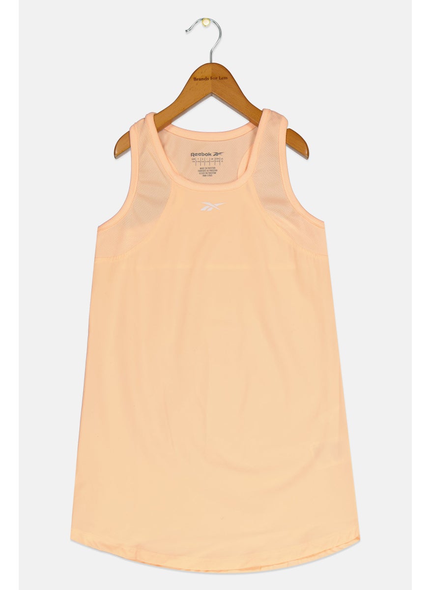 Reebok Kids Girl Brand Logo Sleeveless Tank Top, Peach  - Image 1
