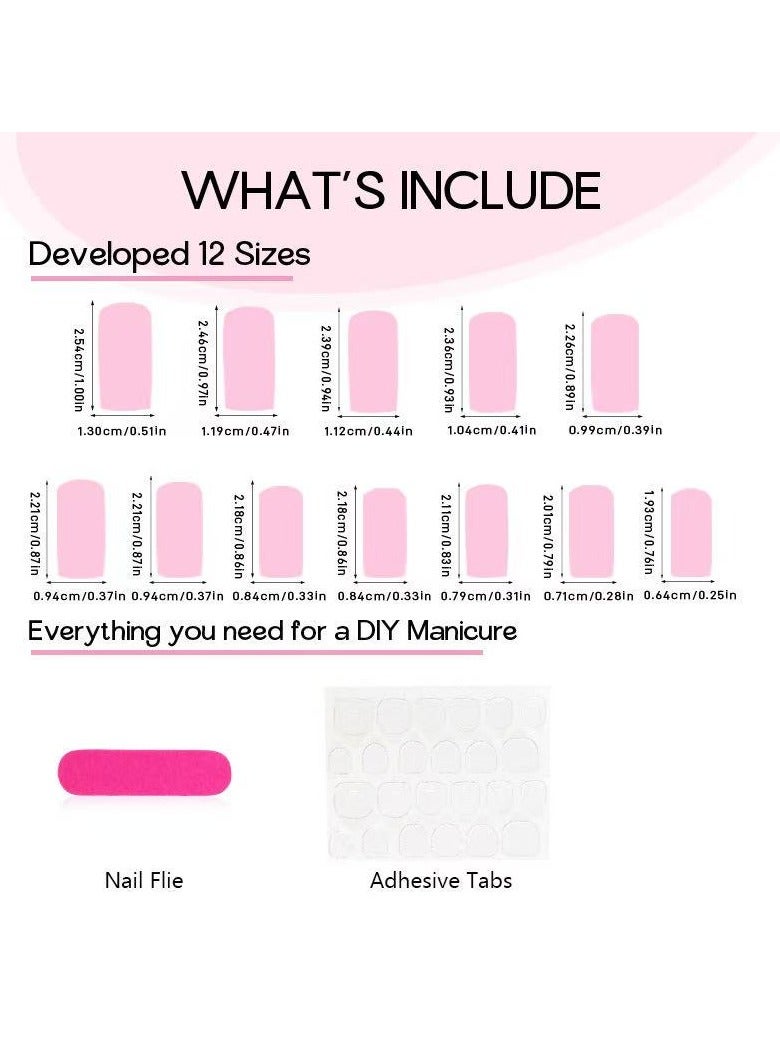 Goolsky French Tip Press on Nails Short Square Shape Bow Charms Fake Nails with Print Designs Reusable Pink Bows False Nails Acrylic Nails Glue on Nails for Women Girls Reusable Nail Kit - Image 4